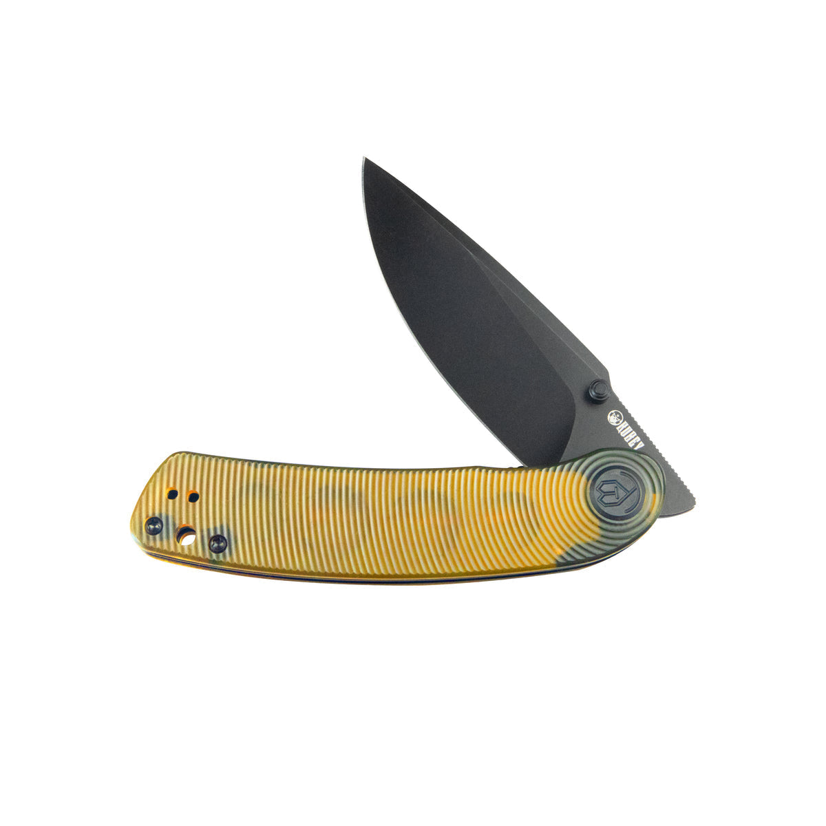 Kubey Momentum Front Flipper Folding Knife 3.43" AUS-10 Dark Stonewash Drop Point Blade Ultem Handle KU344N