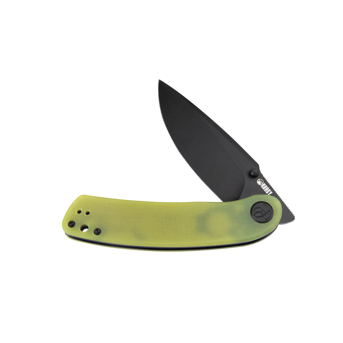 Kubey Momentum Front Flipper Folding Knife 3.43" AUS-10 Dark Stonewash Drop Point Blade Translucent Yellow G10 Handle KU344F