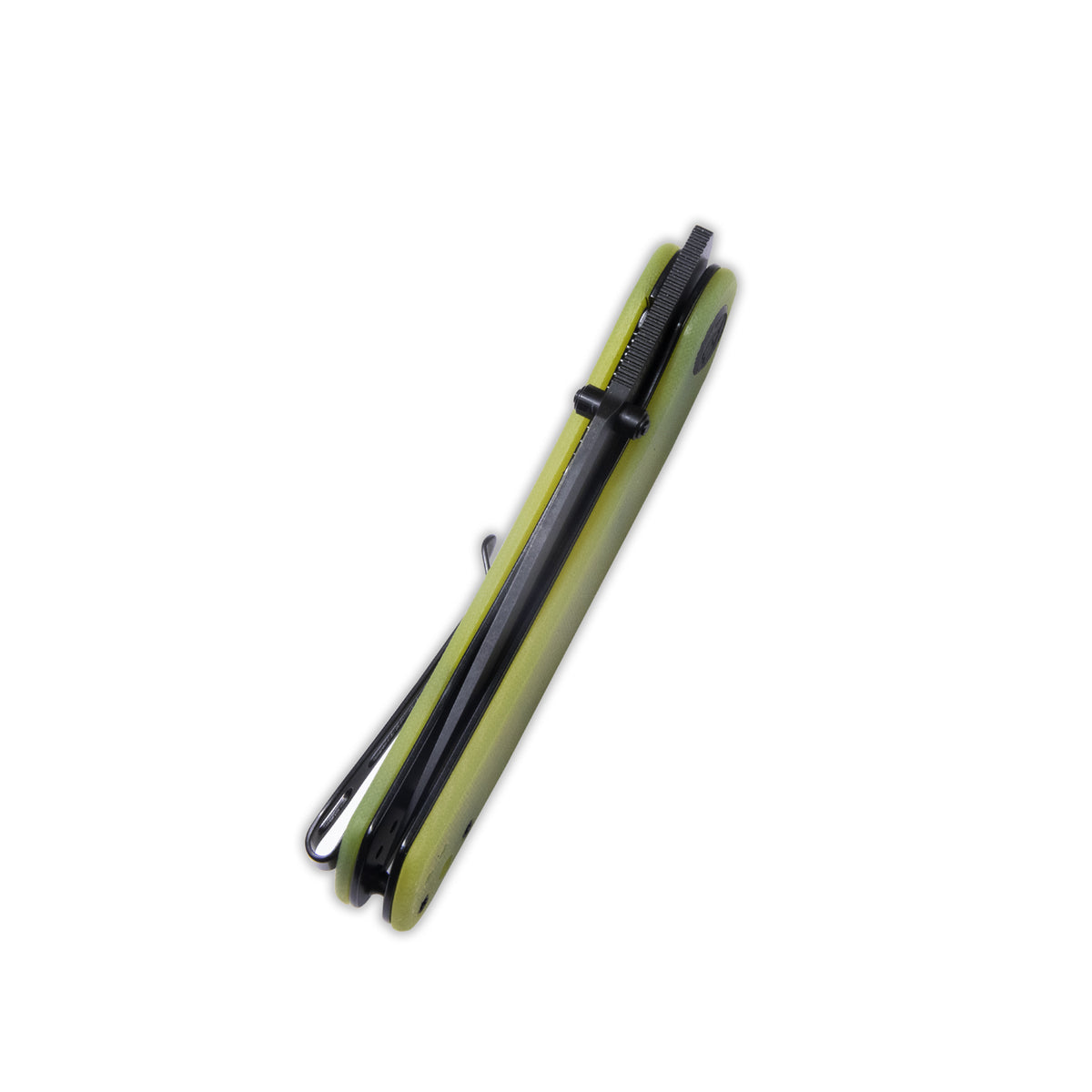 Kubey Momentum Front Flipper Folding Knife 3.43" AUS-10 Dark Stonewash Drop Point Blade Translucent Yellow G10 Handle KU344F