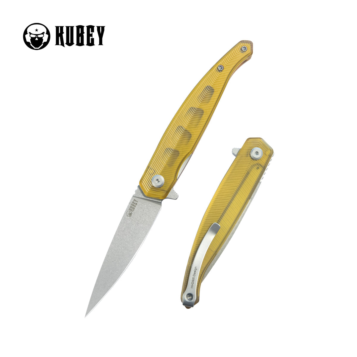 Kubey MOS Outdoor Flipper Folding Knife 3.27" 14C28N Stonewash Spear Point Blade Ultem Handle KU361D