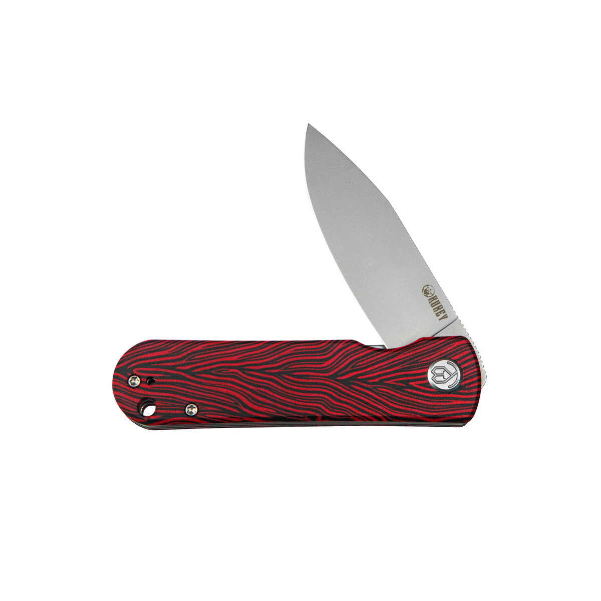 Kubey NEO Outdoor Folding Pocket Knife 3.43" AUS-10 Beadblast Clip Point Blade Red Black Damascus G10 Handle KU371E