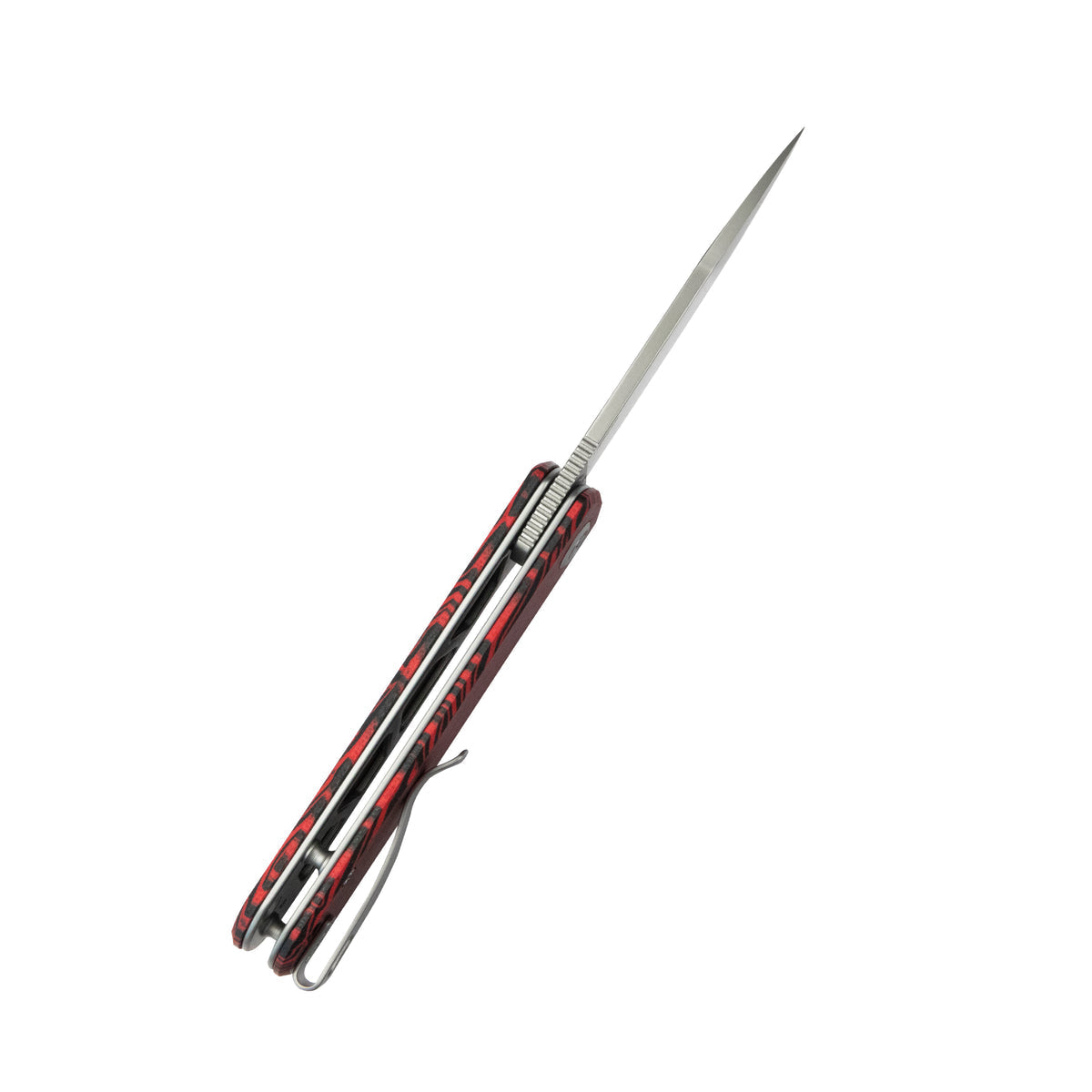 Kubey NEO Outdoor Folding Pocket Knife 3.43" AUS-10 Beadblast Clip Point Blade Red Black Damascus G10 Handle KU371E