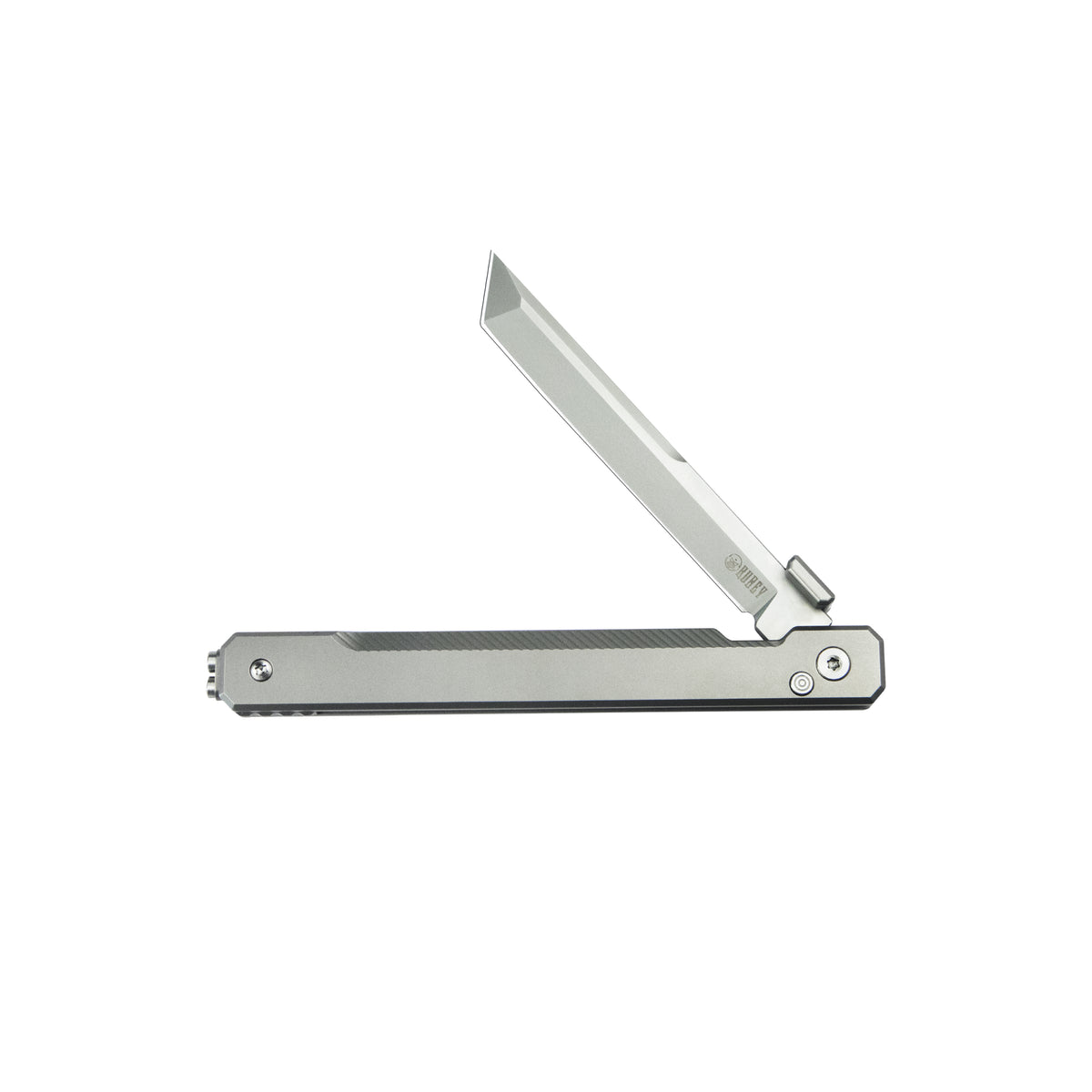 Kubey Prism Button Lock Titanium Folding Knife – 3.5″ 14C28N Tanto