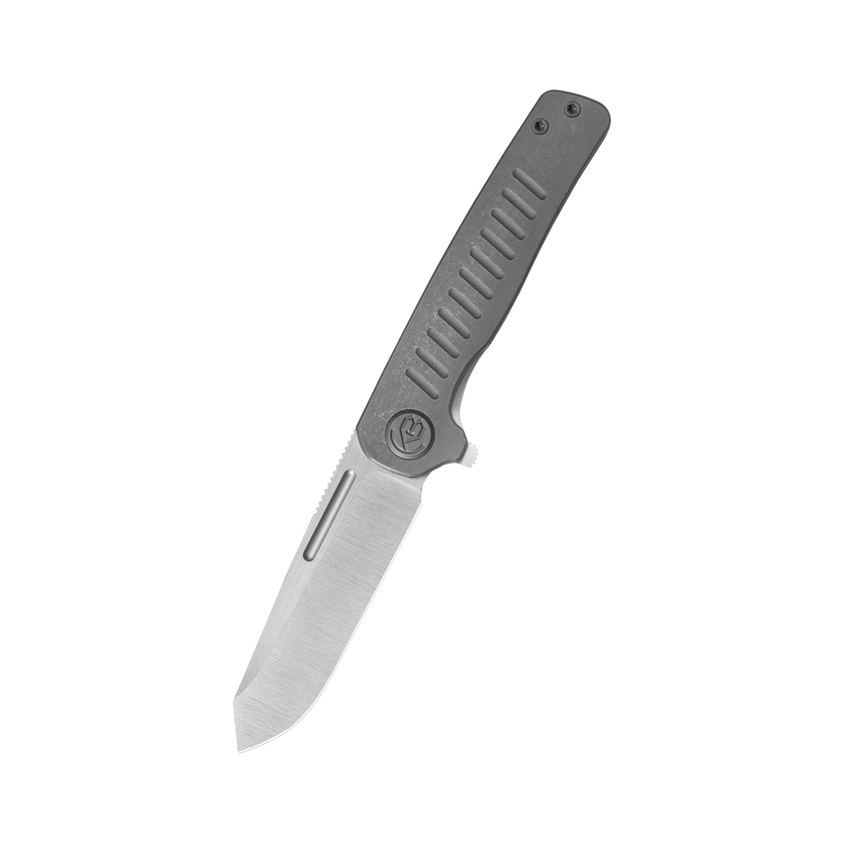 KB Steelhead Folding Knife 3.15" M390 Reverse Tanto Belt Satin Blade Darkwash Titanium Handle KB315B