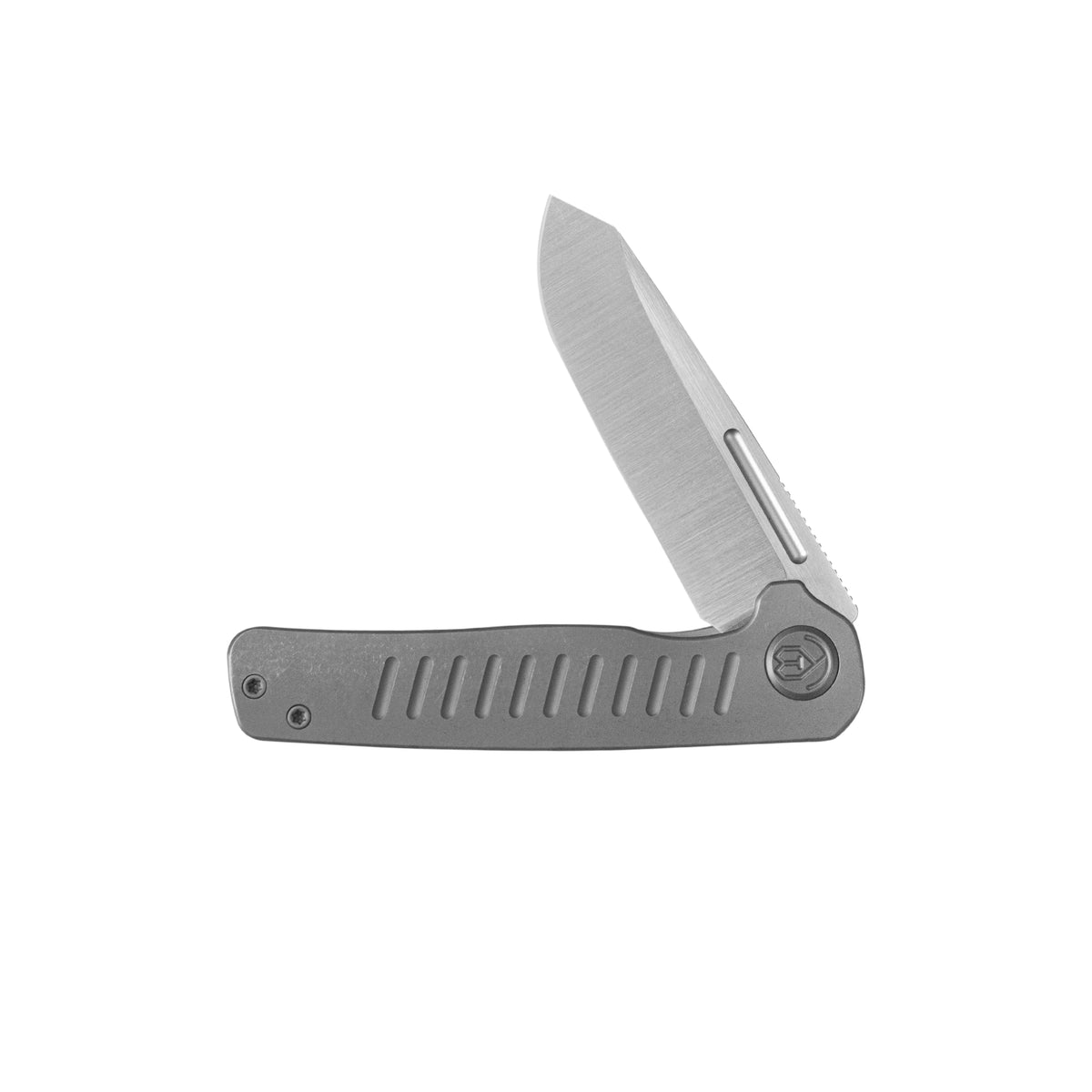 KB Steelhead Folding Knife 3.15" M390 Reverse Tanto Belt Satin Blade Darkwash Titanium Handle KB315B