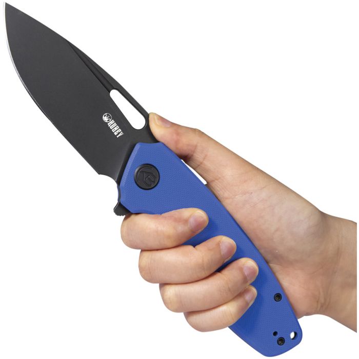 Kubey Tityus KUB322I Folding Knife – Black & Blue G10, 3.39″ D2 Blade