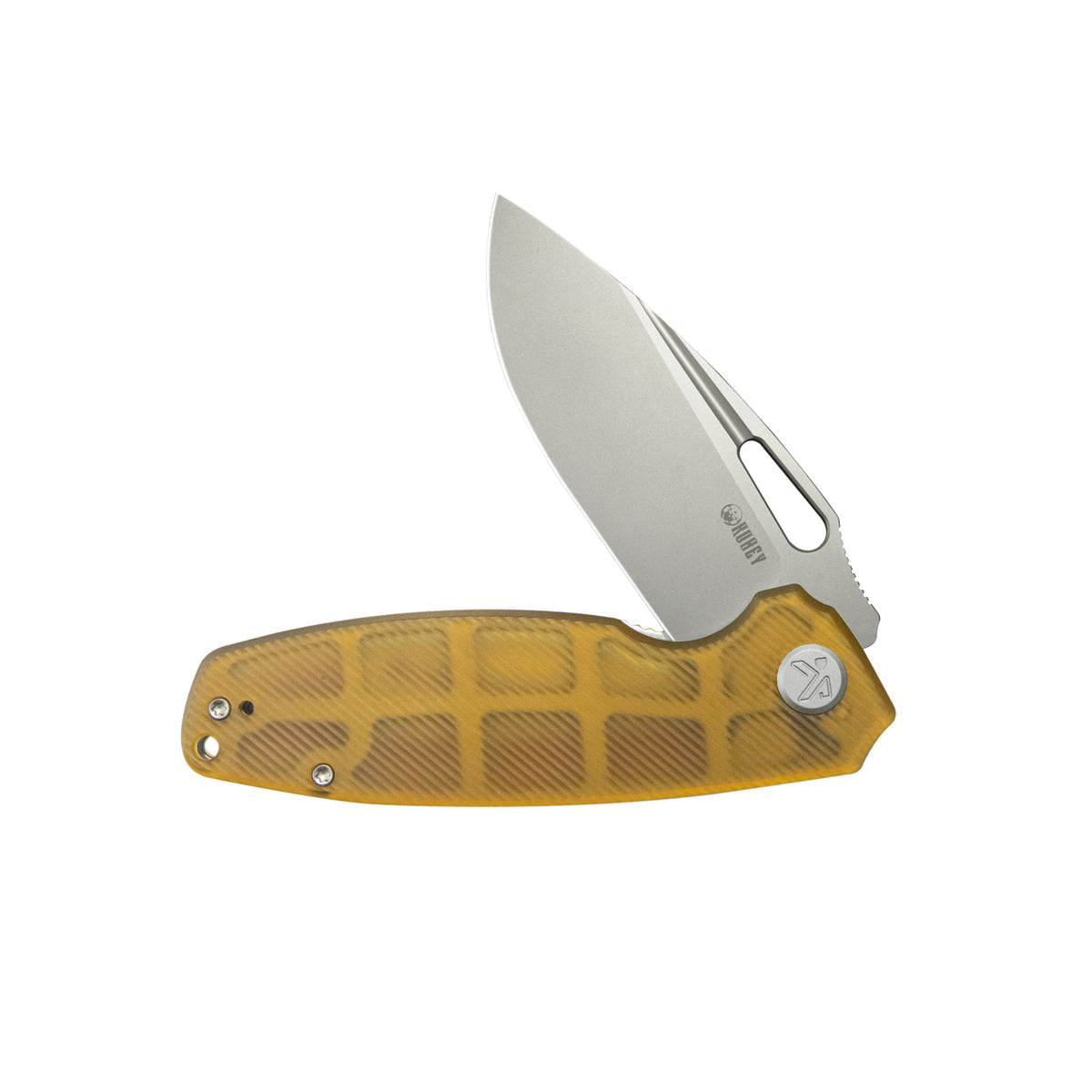 Kubey Tityus Liner Lock Flipper Folding Knife Ultem Handle 3.39" Beadblast 14C28N Blade KU322R