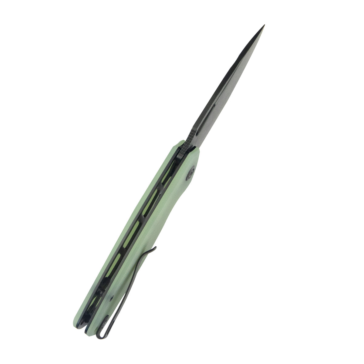 Kubey Tityus Liner Lock Flipper Folding Knife Jade G10 Handle 3.39" Blackwash 14C28N Blade KU322X