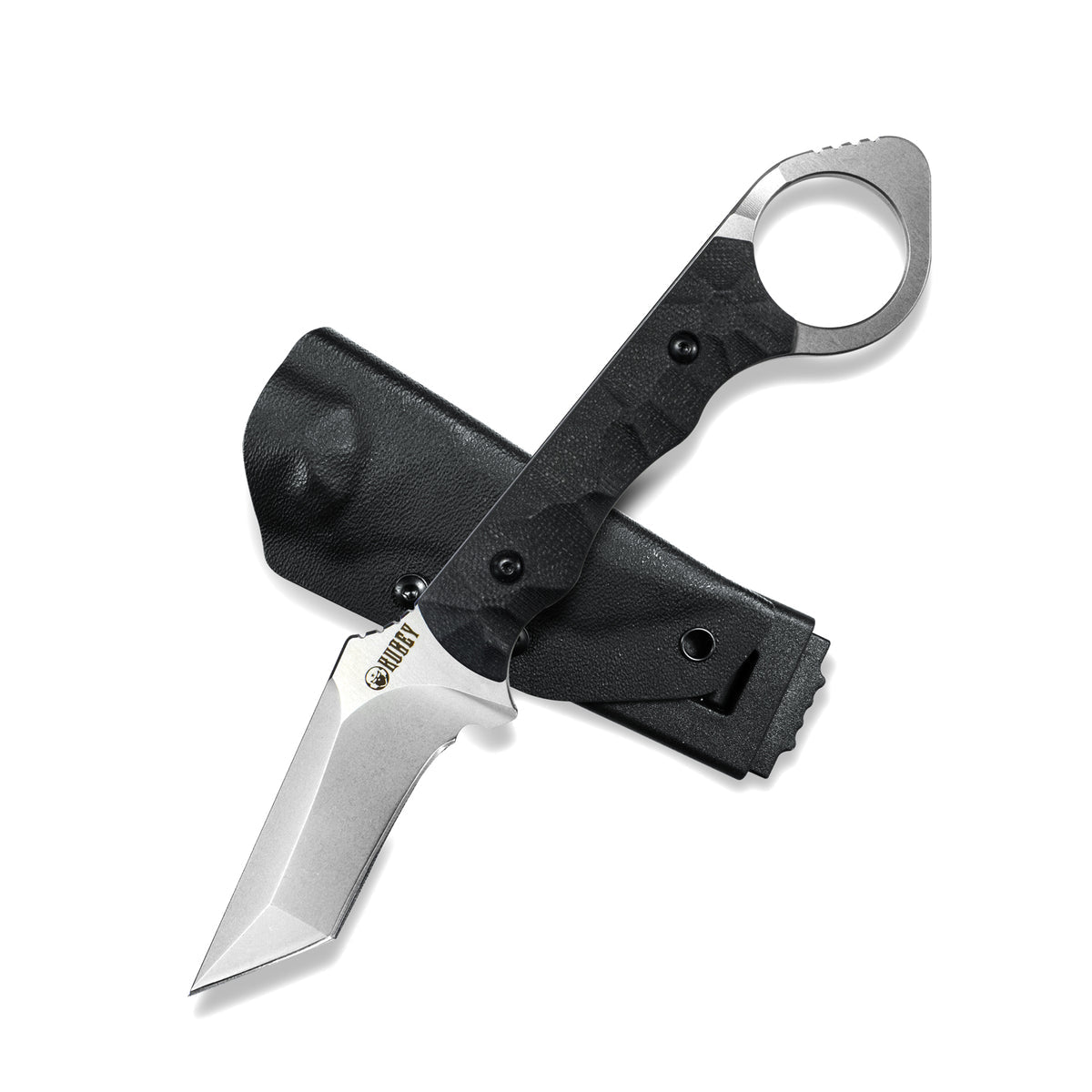WOLF E-CQC Fixed Blade Knife Black G10 Handle Kydex Sheath 2.76" Satin D2 KU320A