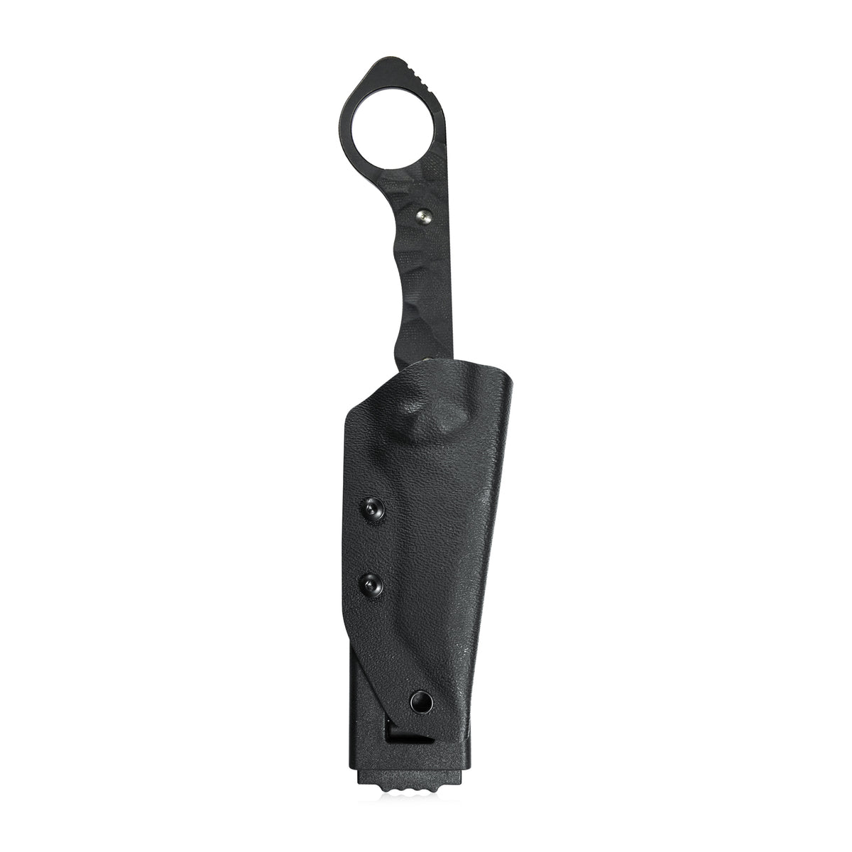 WOLF E-CQC Fixed Blade Knife Black G10 Handle Kydex Sheath 2.76" Dark Stonewashed D2 KU320B