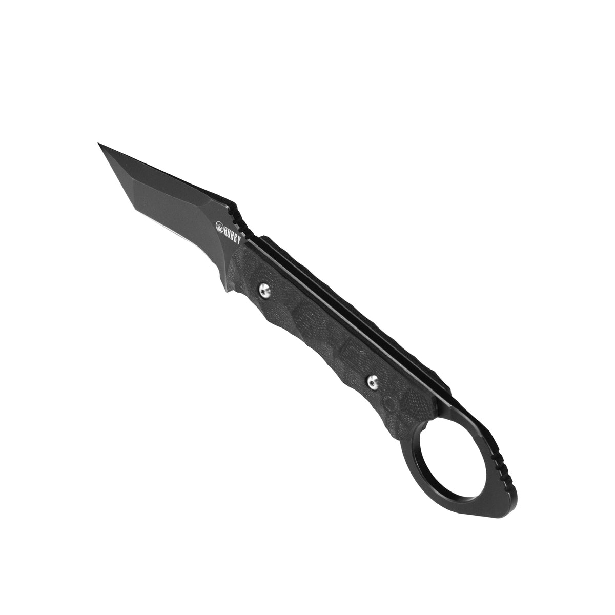 WOLF E-CQC Fixed Blade Knife Black G10 Handle Kydex Sheath 2.76" Dark Stonewashed D2 KU320B