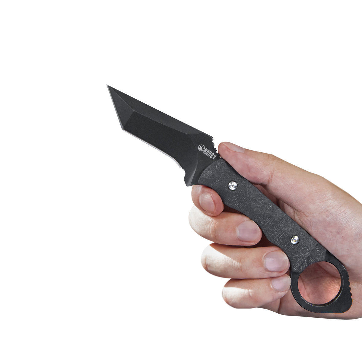 WOLF E-CQC Fixed Blade Knife Black G10 Handle Kydex Sheath 2.76" Dark Stonewashed D2 KU320B
