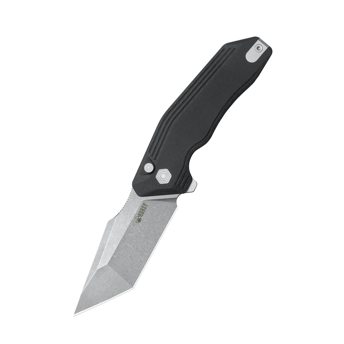Kubey Yokai Folding Knife Black G10 Handle 3.23" Stonewashed 14C28N KU392A