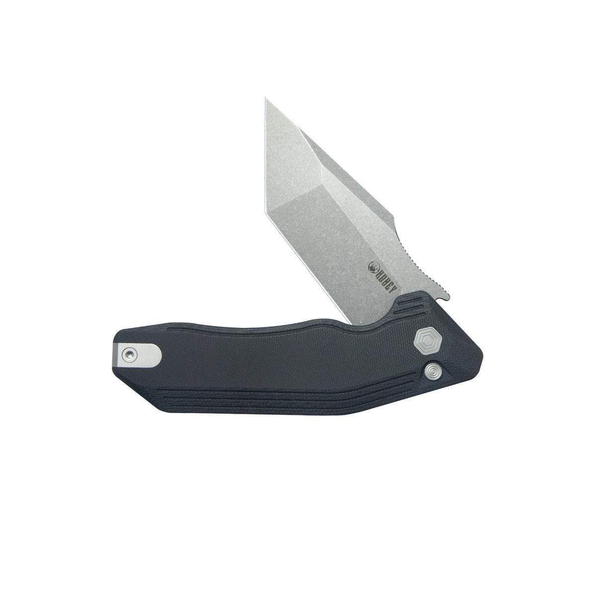 Kubey Yokai Folding Knife Black G10 Handle 3.23" Stonewashed 14C28N KU392A