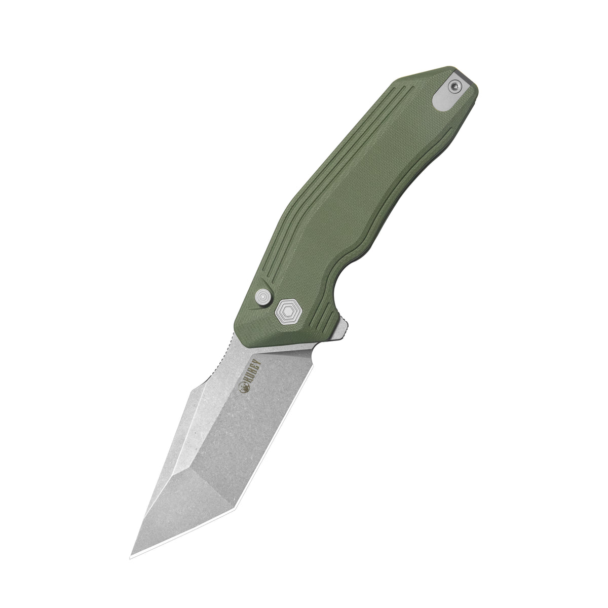 Kubey Yokai Folding Knife Green G10 Handle 3.23" Stonewashed 14C28N KU392B
