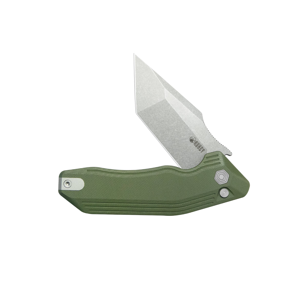 Kubey Yokai Folding Knife Green G10 Handle 3.23" Stonewashed 14C28N KU392B