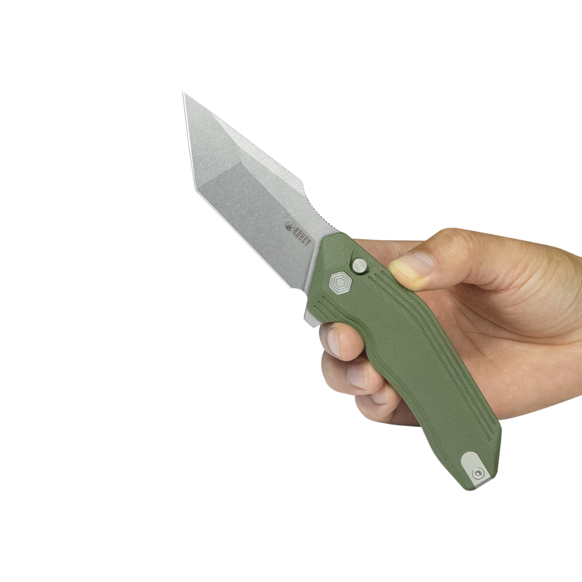 Kubey Yokai Folding Knife Green G10 Handle 3.23" Stonewashed 14C28N KU392B