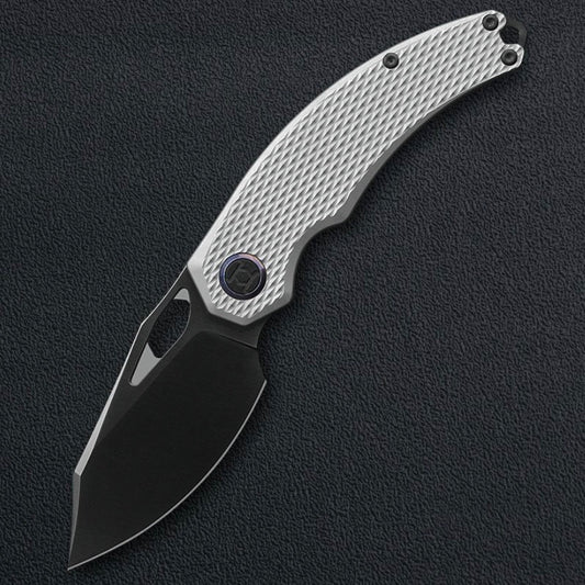 Kunwu Padre K706T-4, 3.35″ DLC Vanax Blade, Diamond Textured Titanium, Frame Lock