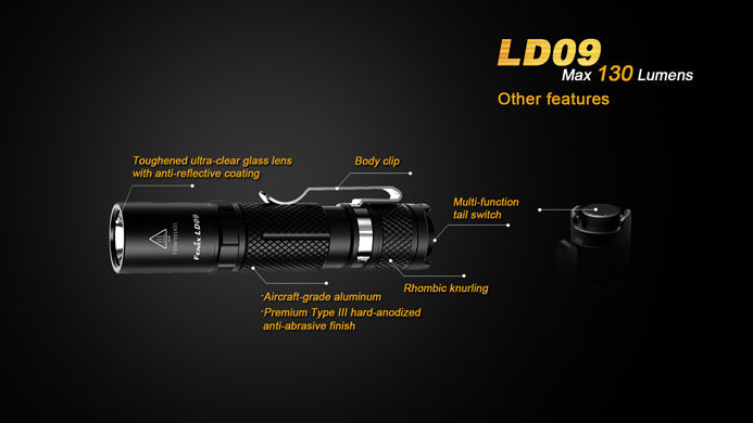 Fenix LD09 1 x AA CREE XP-E2 130 Lumen LED Flashlight