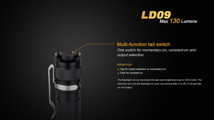 Fenix LD09 1 x AA CREE XP-E2 130 Lumen LED Flashlight
