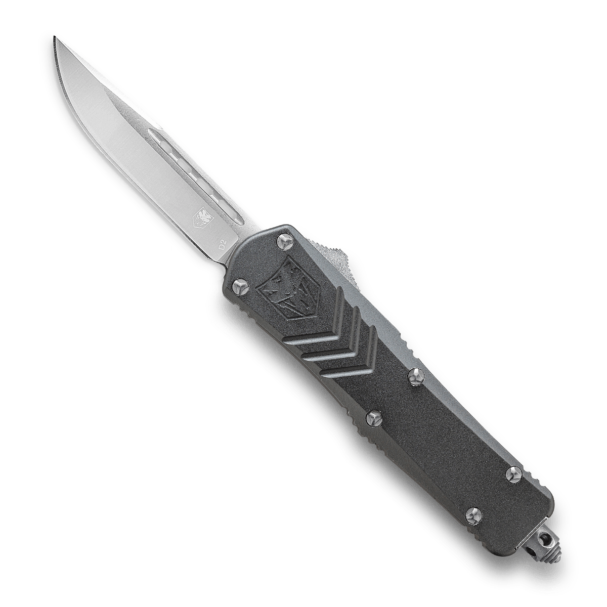 CobraTec FS-X Large Gray OTF Knife - D2 3.75in Drop Point Blade