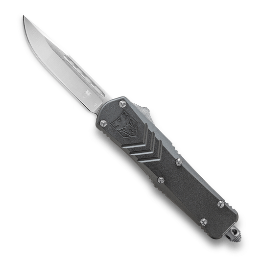 CobraTec FS-X Large Gray OTF Knife - D2 3.75in Drop Point Blade