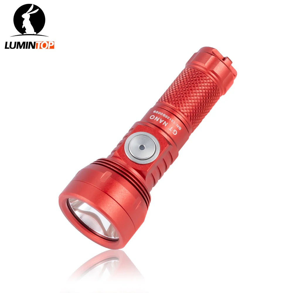 Lumintop GT Nano 3.0 Red front view – 700 lumen USB-C rechargeable keychain flashlight