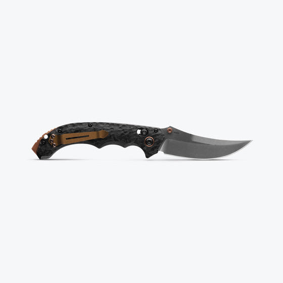 Benchmade Mini Bedlam 865-02 AXIS Lock Folding Knife 3.45" Stonewash CPM-S90V Marbled Carbon Fiber Handles