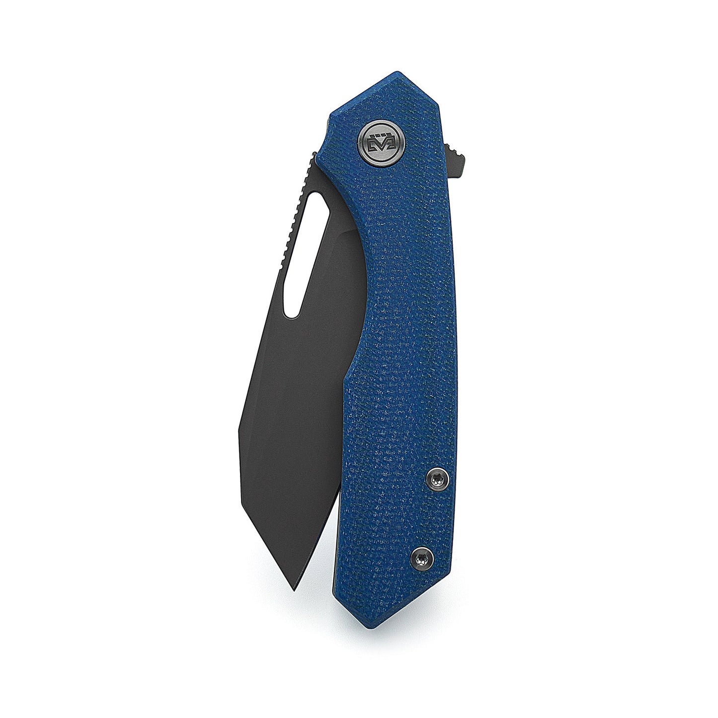 M Miguron Keryx Flipper Folding Knife Blue Micarta Handle 3.25" Dark Grey PVD 14C28N Blade MGR-813MBU