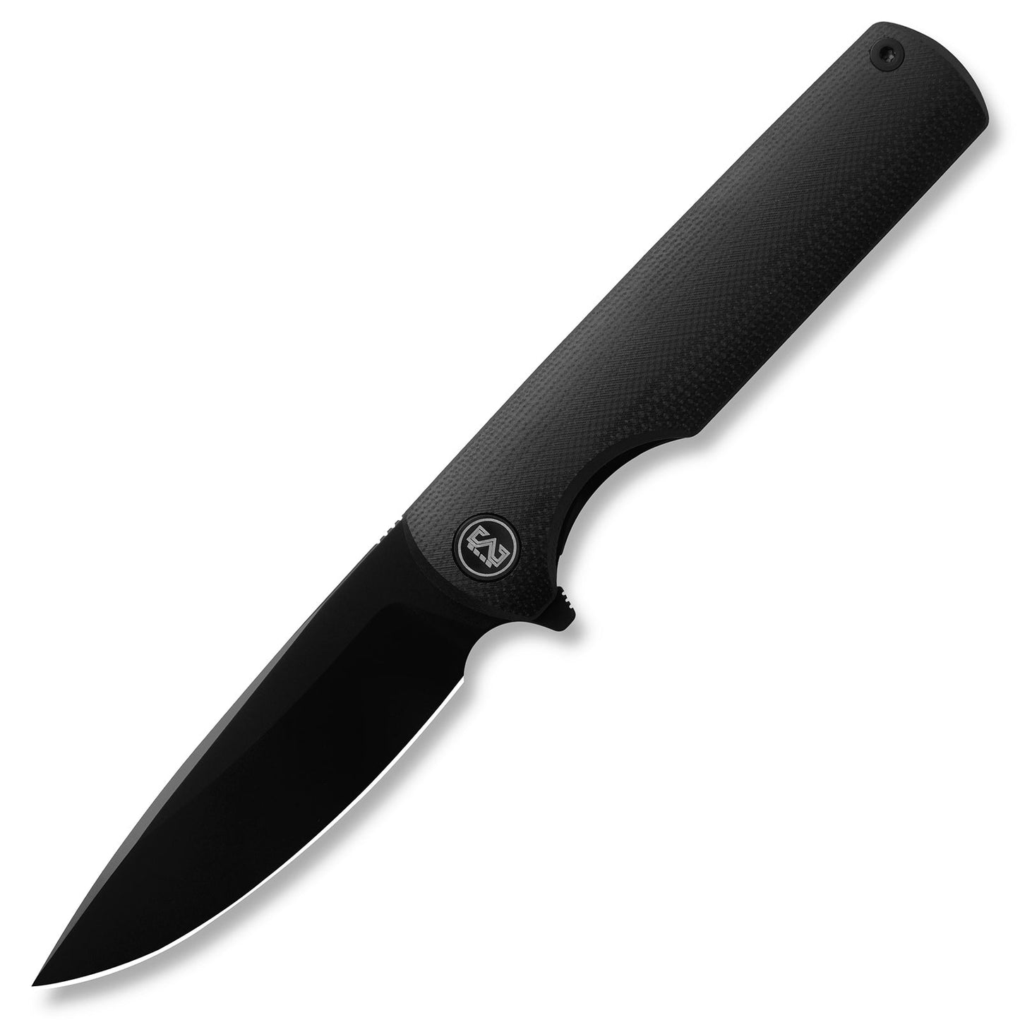 M Miguron Perism Flipper Folding Knife Black G10 Handle 3.38" Black PVD D2 Blade MGR-811BKII