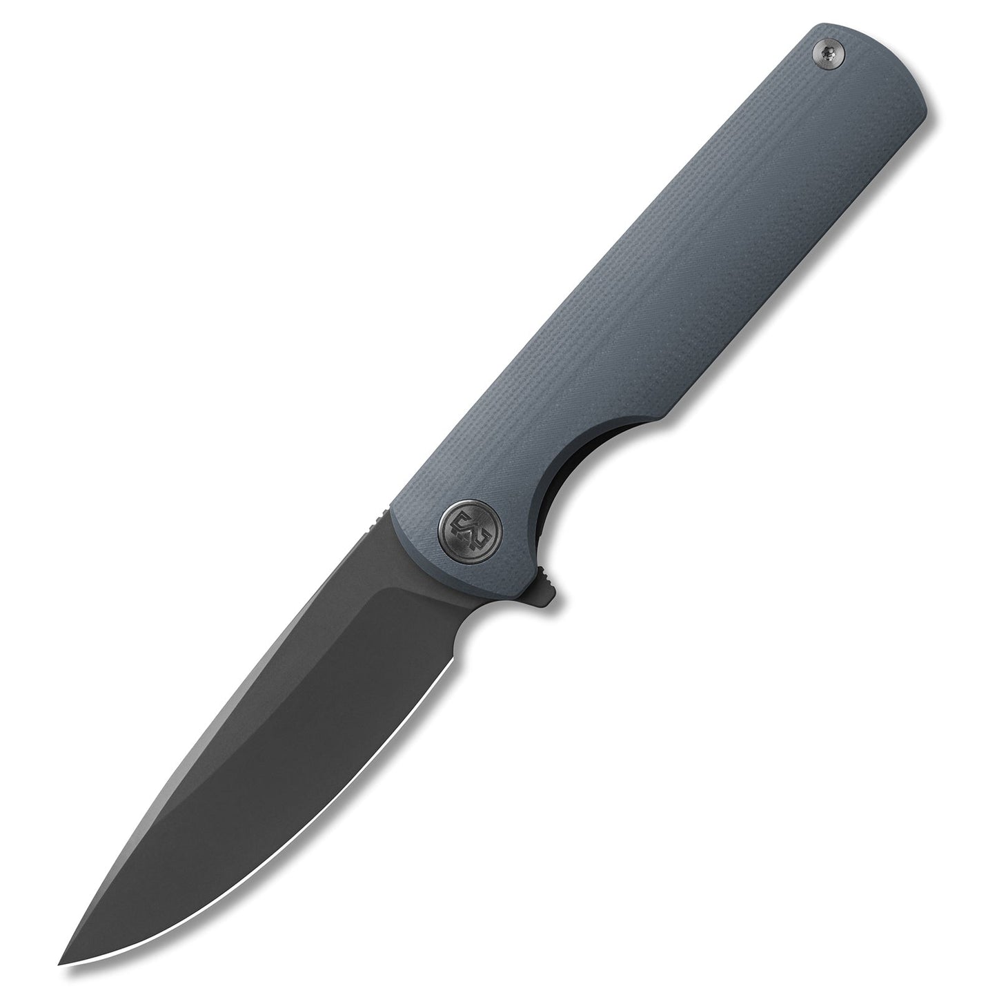 M Miguron Perism Flipper Folding Knife Grey G10 Handle 3.38" Dark Grey PVD D2 Blade MGR-811DGII