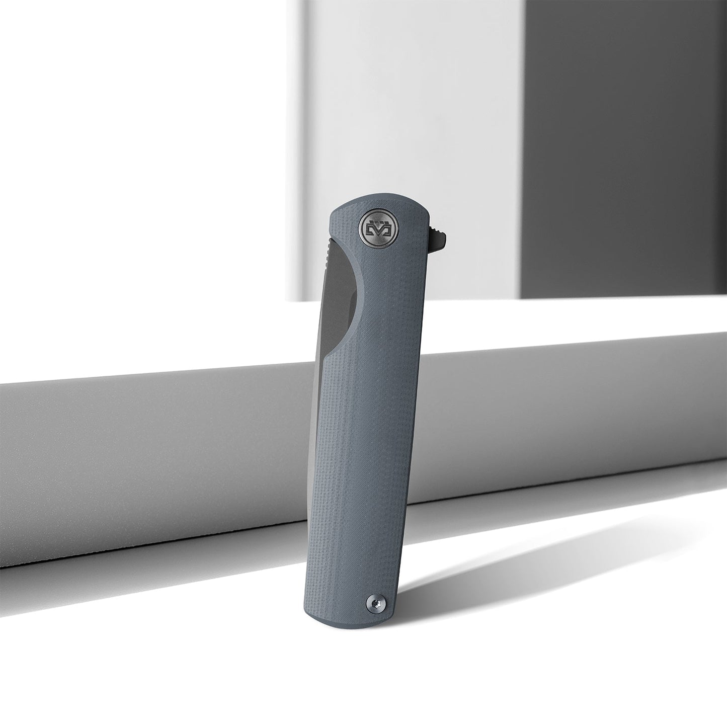 M Miguron Perism Flipper Folding Knife Grey G10 Handle 3.38" Dark Grey PVD D2 Blade MGR-811DGII