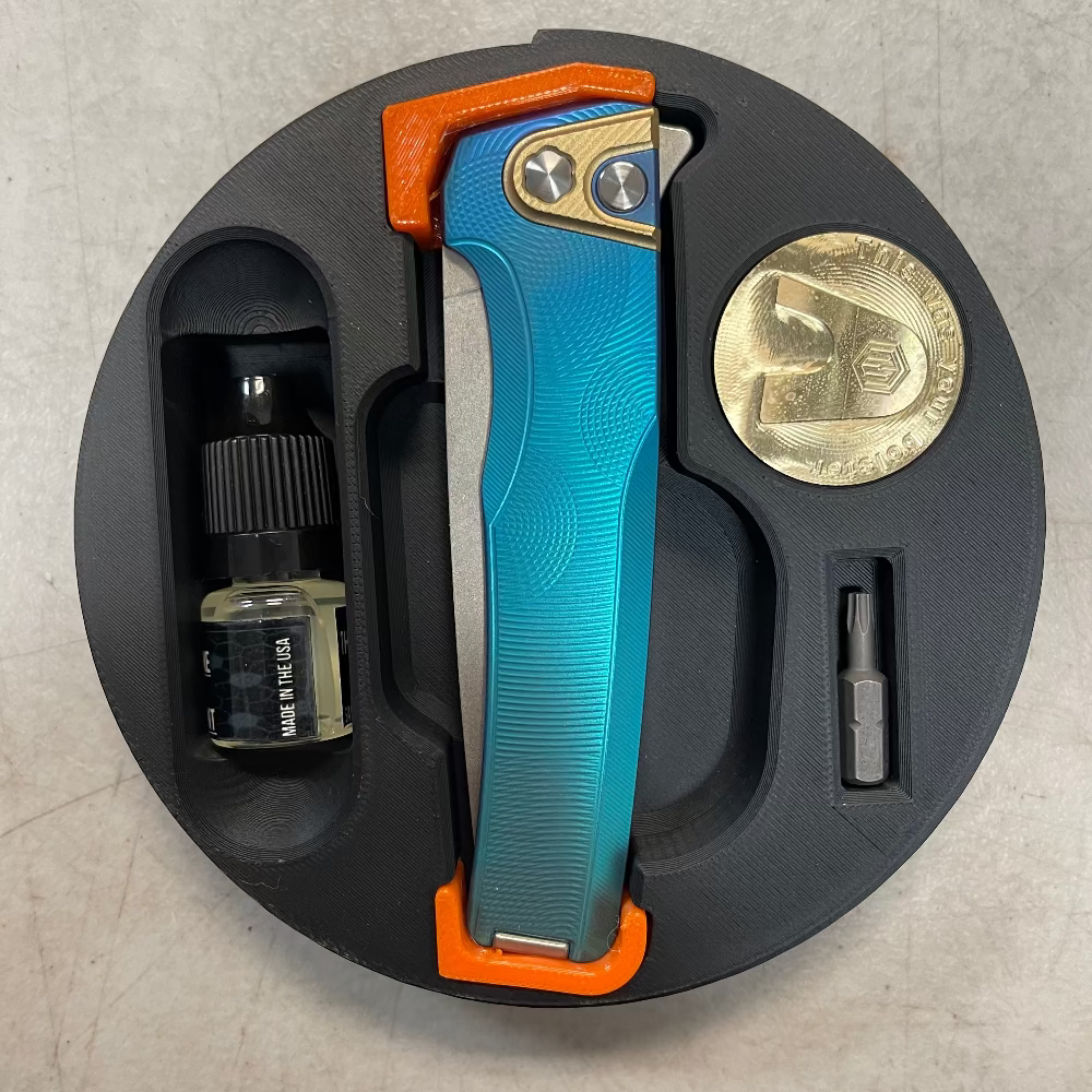 MachineWise – Sonora #1671 – 3.35" S90V Button Lock Integral Aqua Fade Titanium Folding Knife