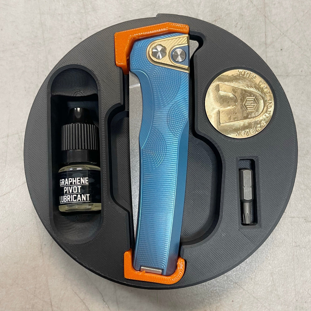 MachineWise – Sonora #1658 – 3.35" S90V Button Lock Integral Blue Titanium Folding Knife