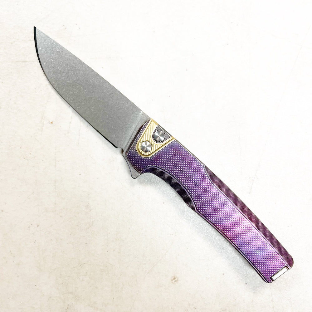MachineWise – Sonora #1662 – 3.35" S90V Button Lock Integral Titanium Folding Knife