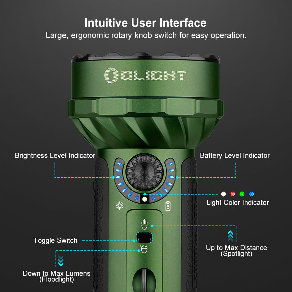 Olight Marauder Mini OD Green 7000 Lumen Rechargeable Flashlight Red, Blue, Green LEDs