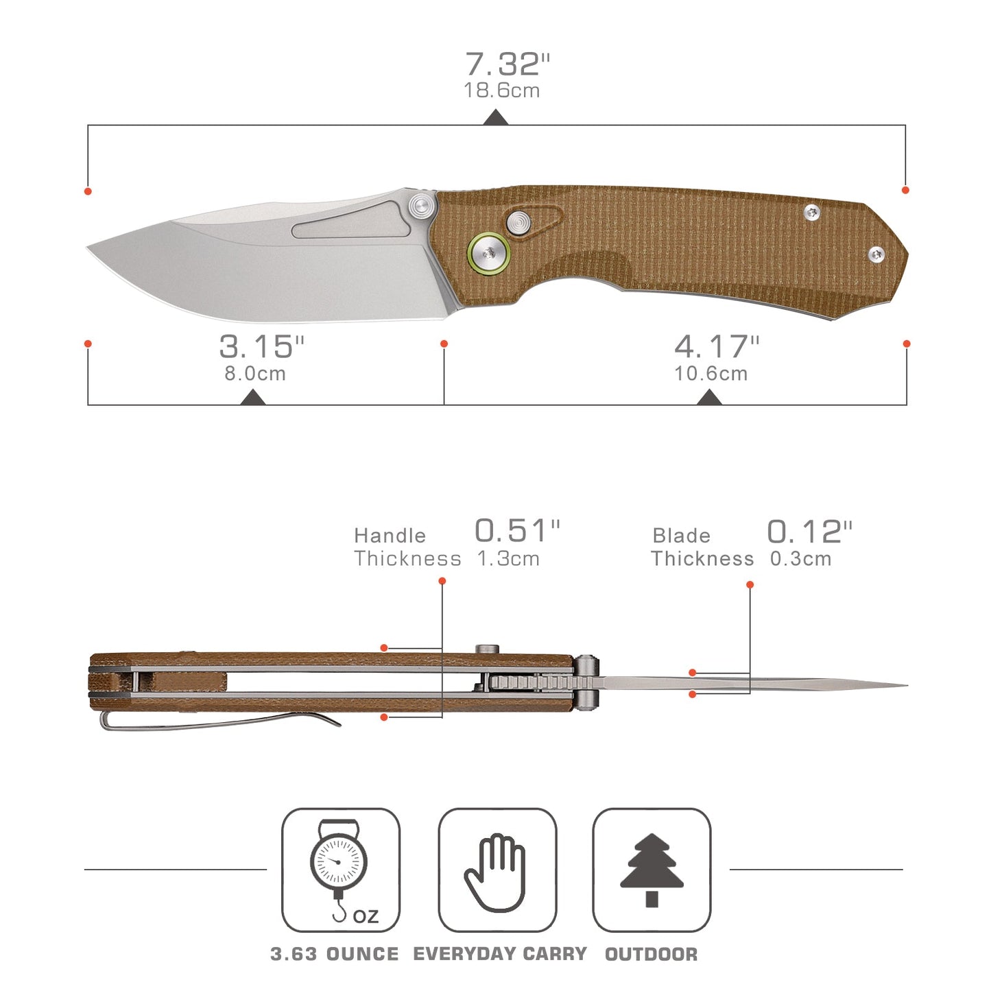 Remette Rhino MC26A brown Micarta handle scales
