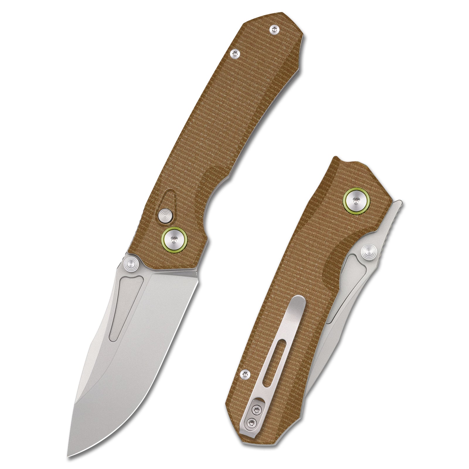 Remette Rhino MC26A front view – 3.15″ stonewashed 14C28N drop point folding knife