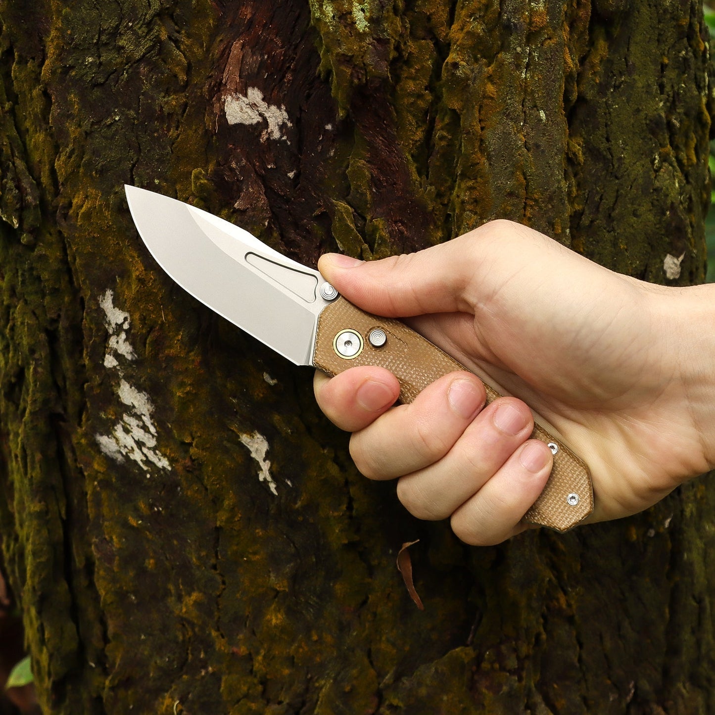 Remette Rhino MC26A open position showing 14C28N drop point blade