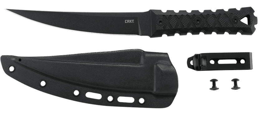 CRKT HZ6 Fixed Blade Knife James Williams Design 2927 6.50" SK-5 Carbon Steel Black G10 Handles