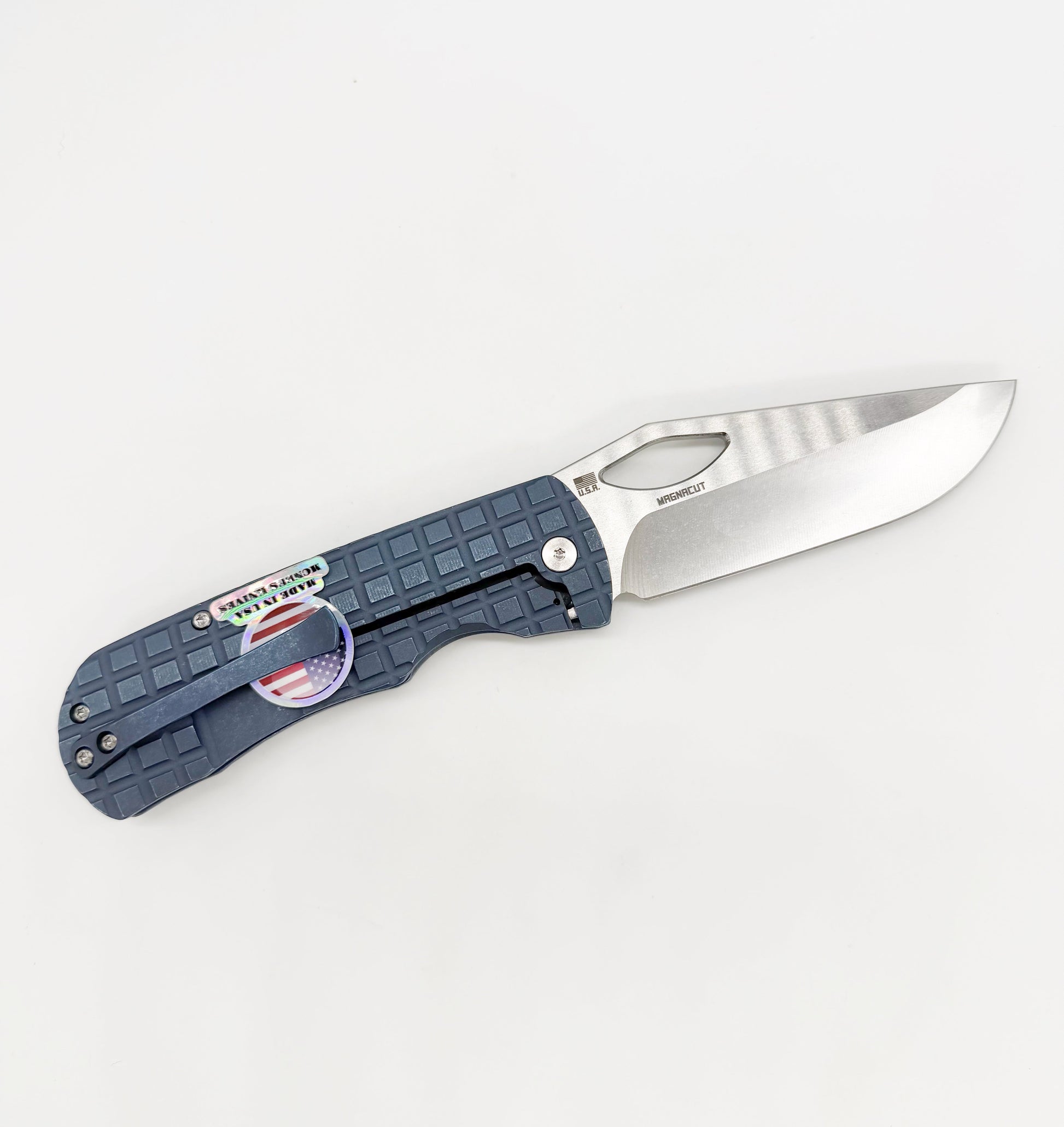 McNees Knives Dixon 3.75 inch MagnaCut blue satin blade with packaging