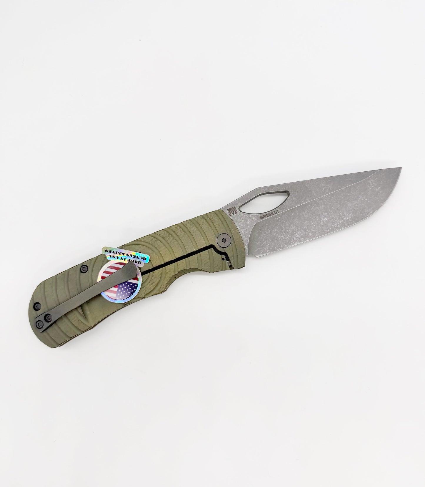 McNees Knives Dixon – 3.75" MagnaCut Frame Lock Knife Shockwave Milled Green/Bronze Atomic Blade