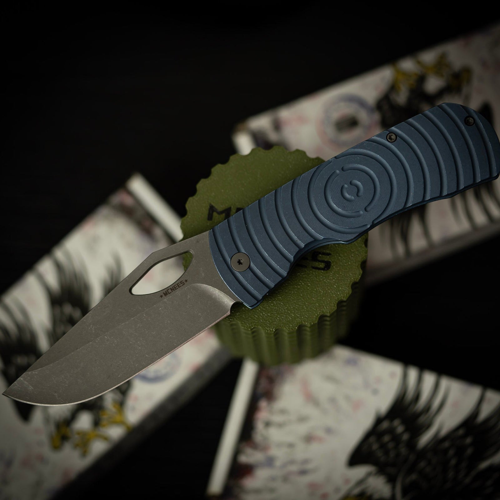 McNees Knives Dixon 3.75-inch MagnaCut Shockwave Blue Locking Blade