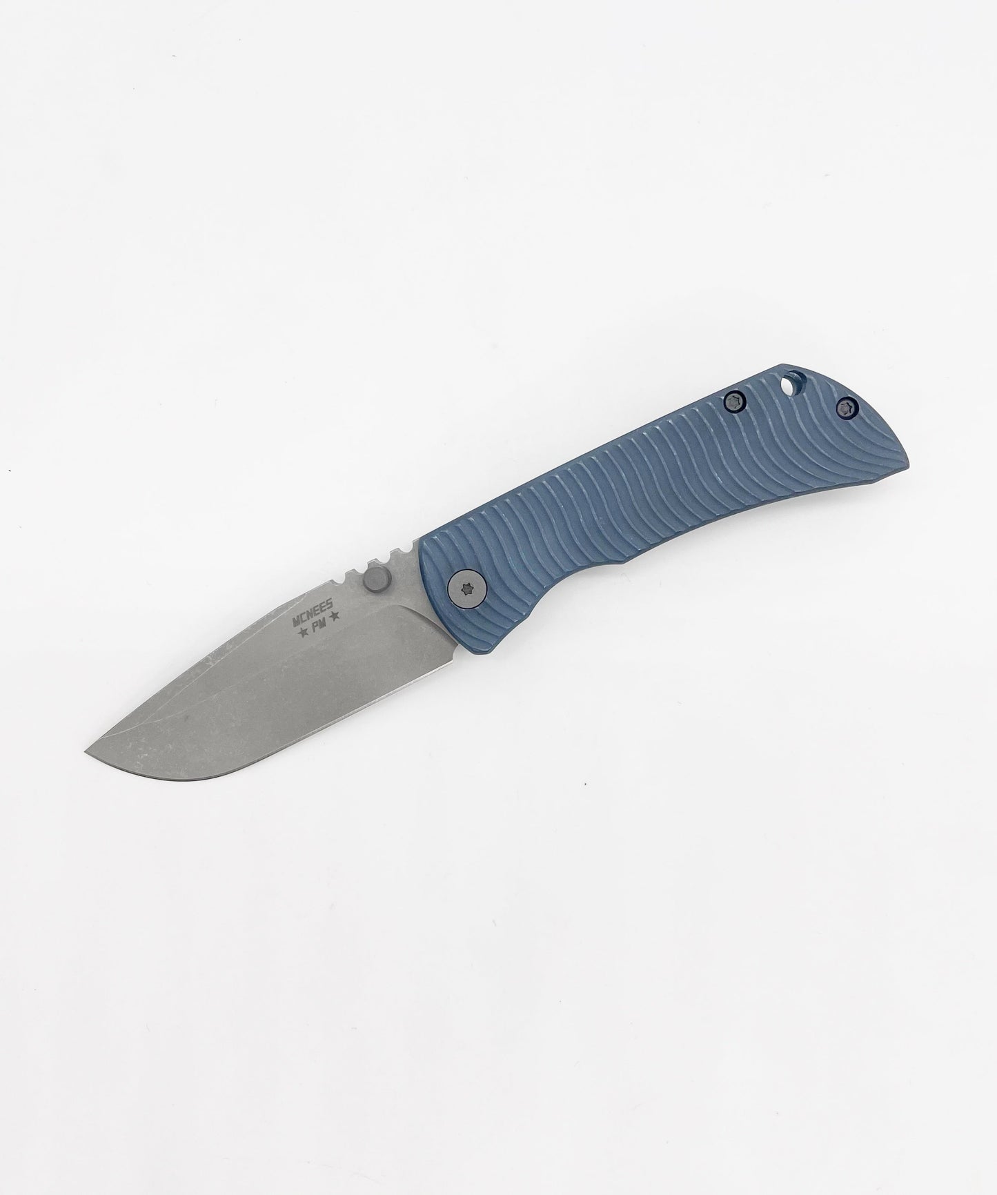 McNees Knives PM MAC-2 3" BLU-A – MagnaCut Hollow Ground Blue Titanium Frame Lock Knife
