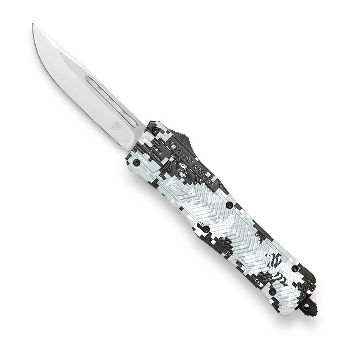 Cobratec MEDIUM CTK-1 WINTER DIGI CAMO Automatic OTF Knife - Drop Point Non-Serrated