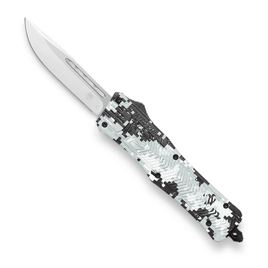 Cobratec MEDIUM CTK-1 WINTER DIGI CAMO Automatic OTF Knife - Drop Point Non-Serrated