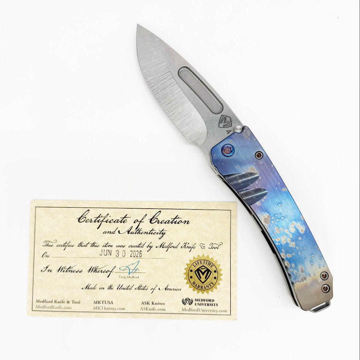 Medford Midi Marauder with Medford Knife & Tool Certificate of Authenticity, made in the USA