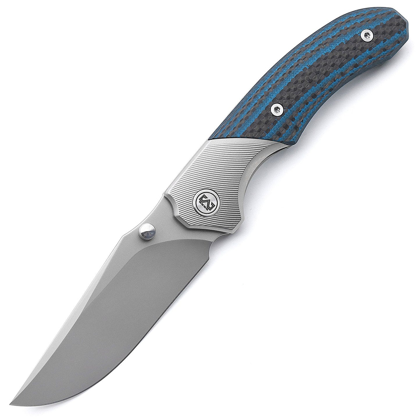 Miguron Centurion II Folding Knife Blue Carbon Fiber 3.5" Sandblasted M390 Blade MGR-609BUII