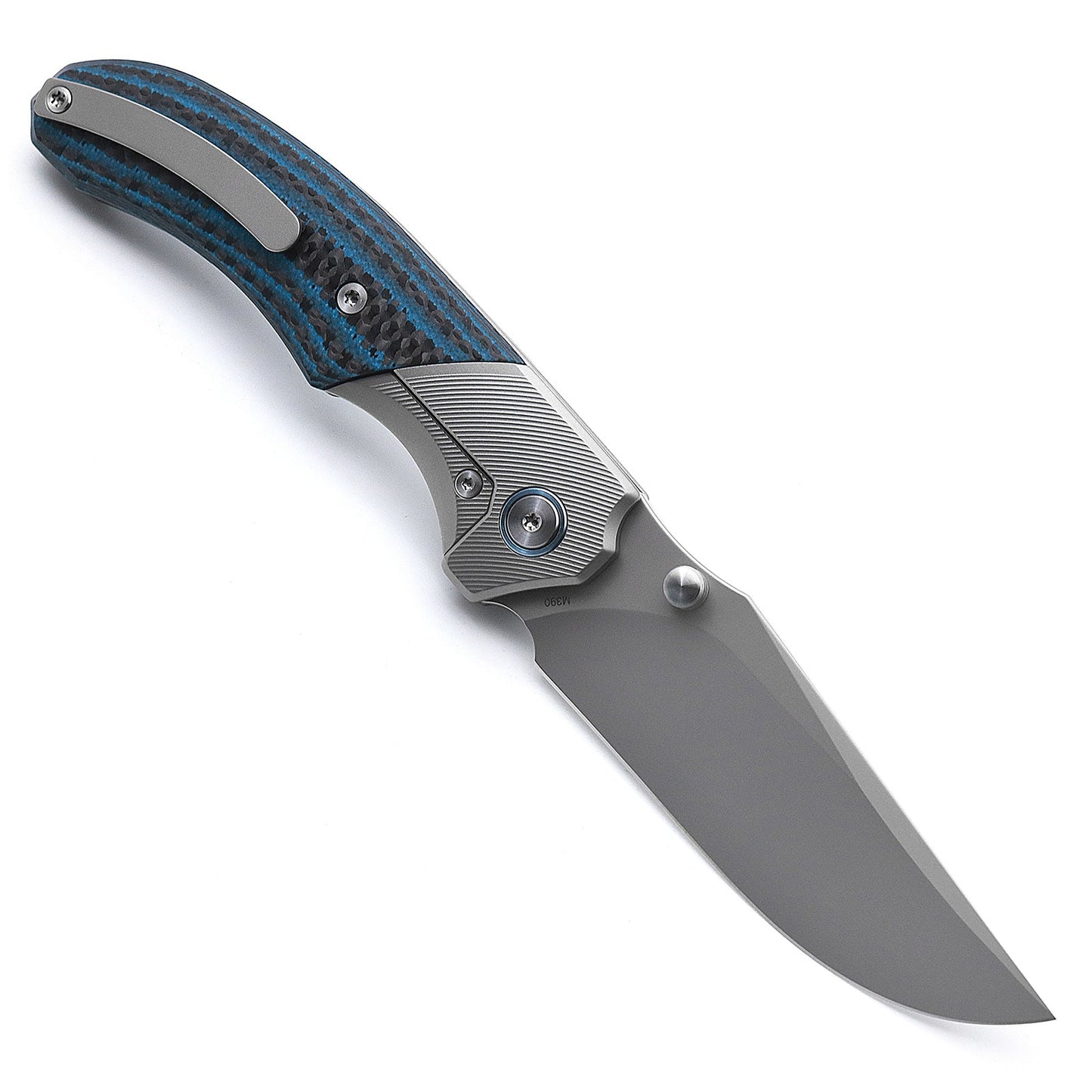 Miguron Centurion II Folding Knife Blue Carbon Fiber 3.5" Sandblasted M390 Blade MGR-609BUII