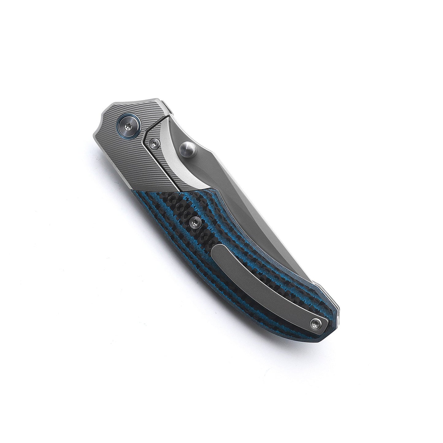 Miguron Centurion II Folding Knife Blue Carbon Fiber 3.5" Sandblasted M390 Blade MGR-609BUII